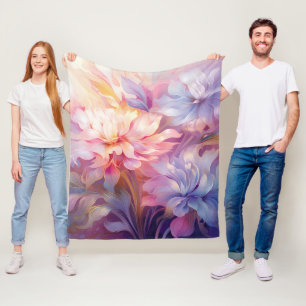 Etirisk Pastell Fantasy Blommor i Drömmar Floral Fleecefilt