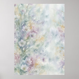 Etirisk Pastell Vildblomma Akvarell Trädgårdskonst Poster