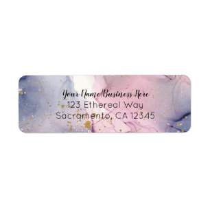 Etirisk Periwinkle Rosa Guld Bläckfärgad Fantasy G Returadress Etikett