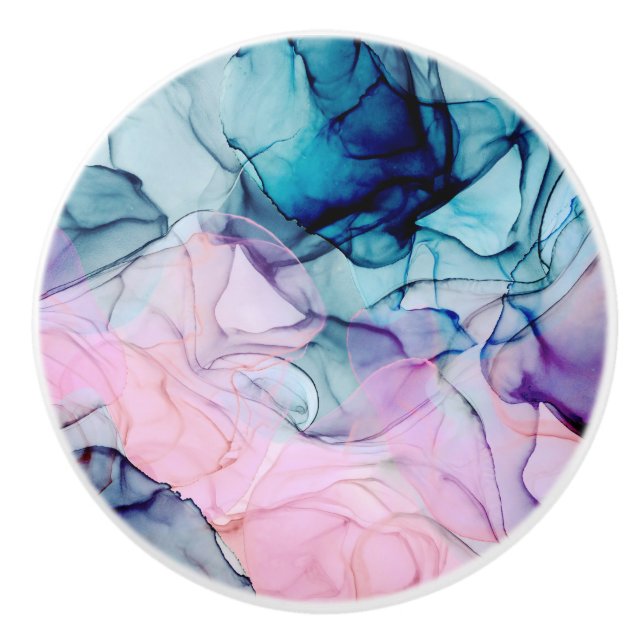 Etirisk teal rosa lila bläck modern glamour knopp (Framsidan)