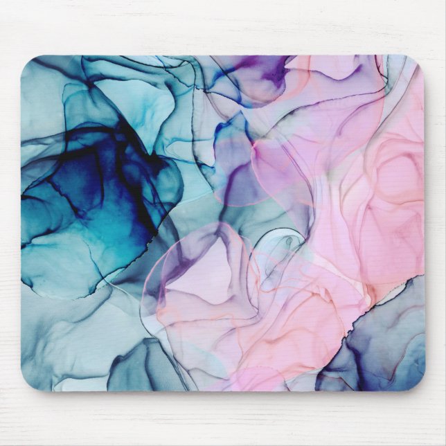 Etirisk Teal Rosa Lila Bläckfärgad Modern Glamour Musmatta (Framsidan)