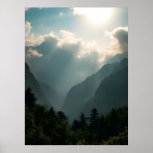 Etisk Bergsdis och Solstrålar Natur Poster