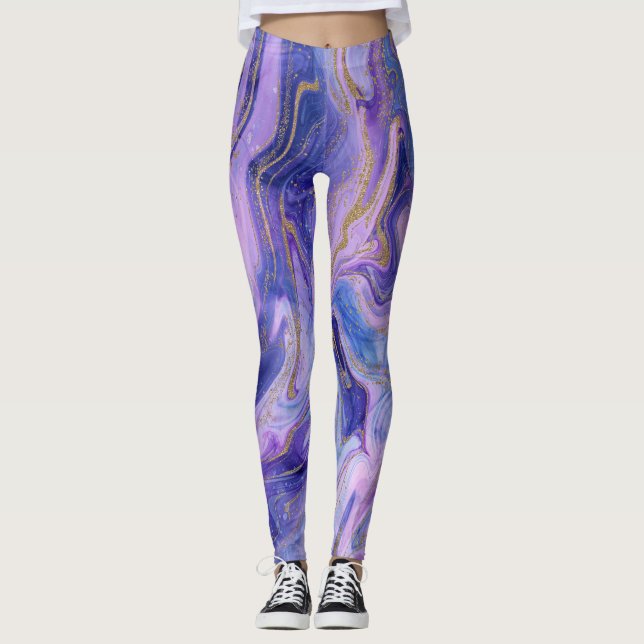 Etisk Bomullssocker Marmor Vattenfärg Fantasi Leggings (Framsida)
