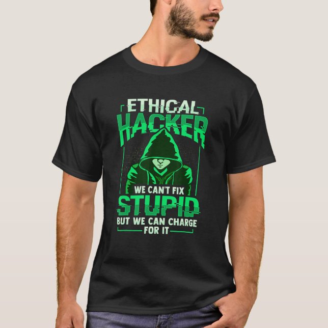 Etisk Hacker White Hat Hacker Cybersecurity T Shirt (Framsida)