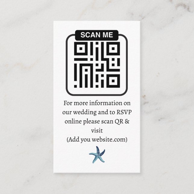 Etisk kustromantisk bröllopsfest tilläggskort (Framsida)