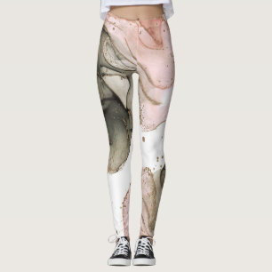Etisk Månstemningsrosa Svart Guld Bläckfärgad Fant Leggings