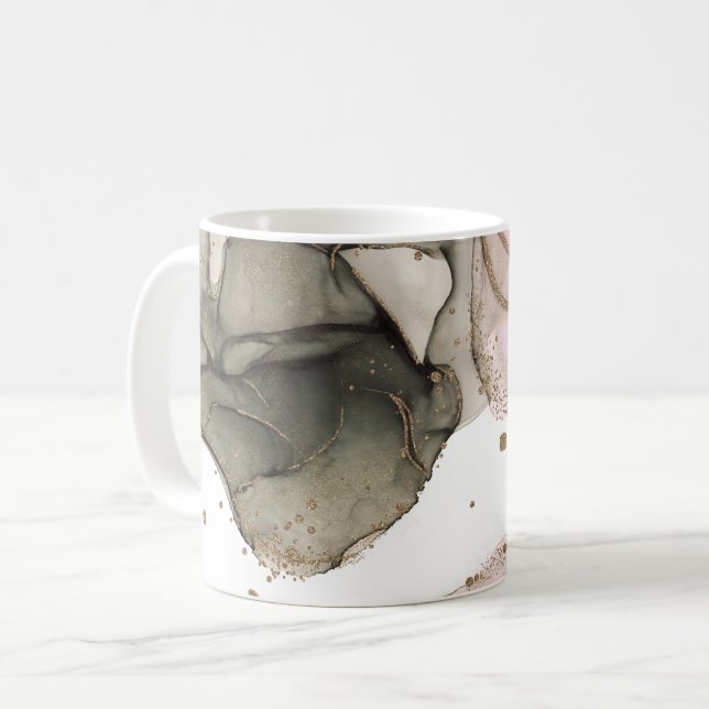 Etisk Mood Pink Svart Guld Bläckfärgad Fantasy Gla Kaffemugg (Framsida vänster)