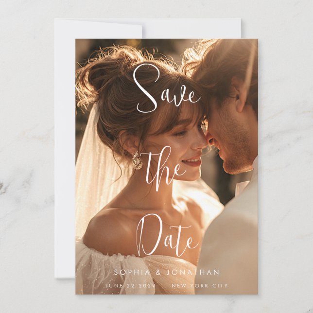 Etisk och Romantisk Platt Spara Datum Kort (Framsida)
