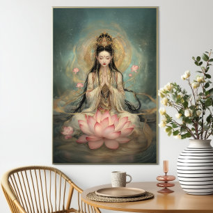 Etisk Quan Yin: Buddhistisk Gudinna Lotusbön Poster