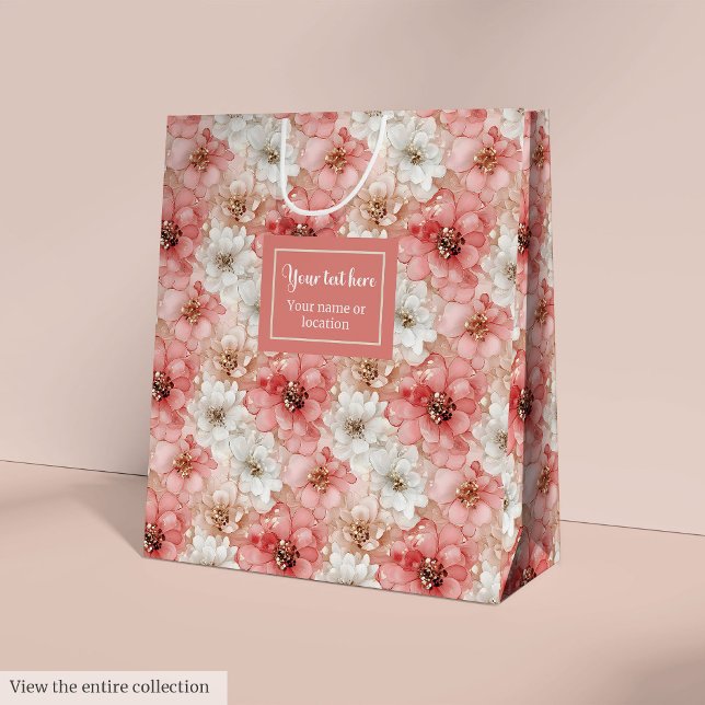 Etisk rosé och guld presentförpackning med eget na (Ethereal blush and gold custom name gift bag)