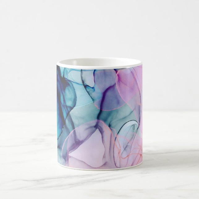 Etisk Teal Rosa Purpur Bläckig Modern Glamour Kaffemugg (Center)