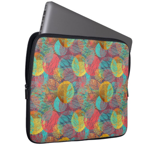 Etiska gyllene blommor - Sömlös blomsterharmoni Laptop Fodral (Framsidan Höger)