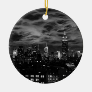 Etiska moln: NYC Siluett, Empire State Bldg SV Julgransprydnad Keramik