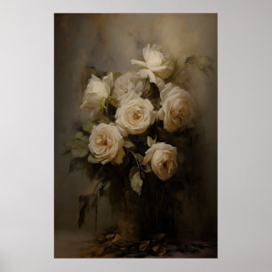 Etiska Rosor Antika Blommor Stilleben, Melankolisk Poster