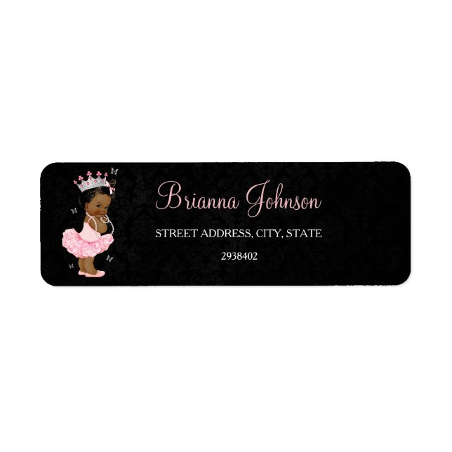 Etnic Princess Baby Shower Address Label Returadress Etikett (Framsidan)