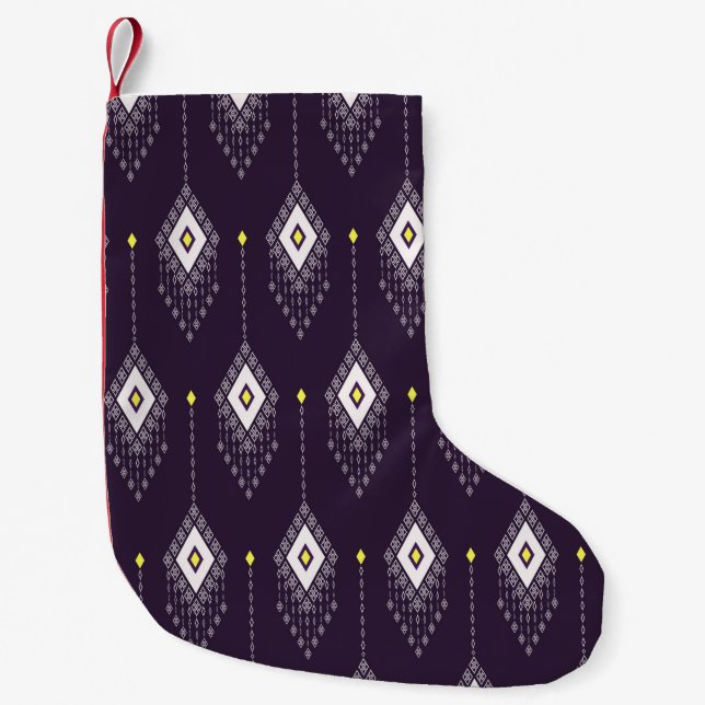 Etnik med rhombus geometriska form, sömlös platta liten julstrumpa (Framsidan)
