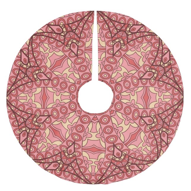 Etnisk Abstrakt blomma, Mandalas Seamless. Julgransmatta Borstad Polyester (Framsidan)