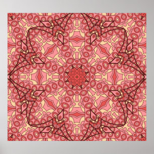 Etnisk Abstrakt blomma, Mandalas Seamless. Poster