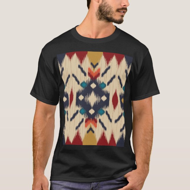 Etnisk Abstrakt: Geometrisk utskrift i stammar. T Shirt (Framsida)