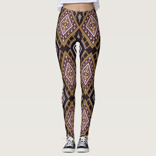 Etnisk abstrakt, tapet-design. leggings (Framsida)