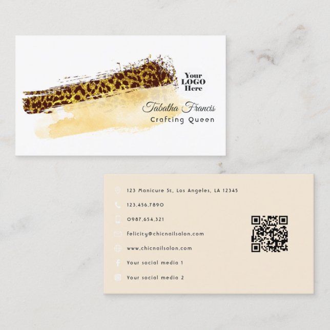 Etnisk afrikansk leopardpenseldrag Design Visitkort (Fram/baksida)