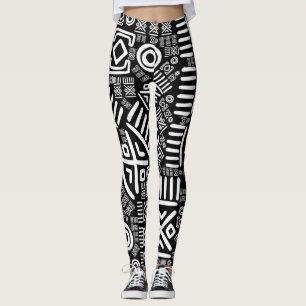 Etnisk afrikansk modell svartvit #6 leggings