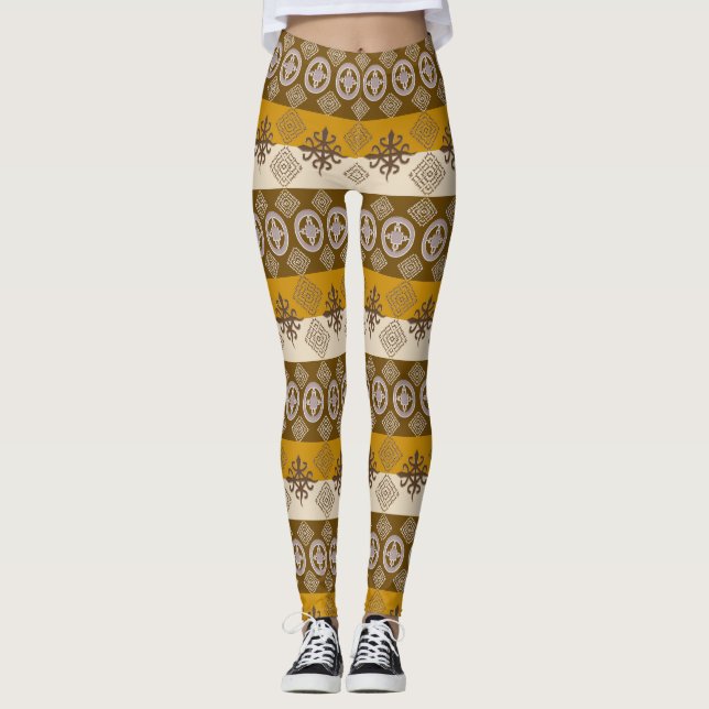 Etnisk afrikansk mönster med Adinkra simbols Leggings (Framsida)