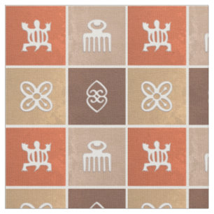 Etnisk afrikansk mönster med Adinkra-symboler Tyg