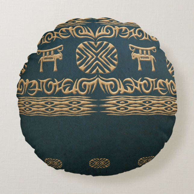 Etnisk afrikansk stam- modell rund kudde (Framsidan)