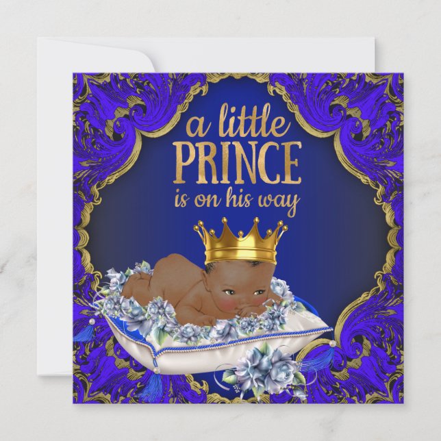 Etnisk afroamerikansk prins baby shower inbjudningar (Framsida)