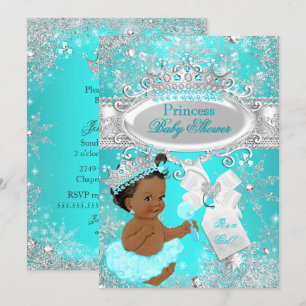 Etnisk Aqua Wonderland Princess Baby Shower Inbjudningar