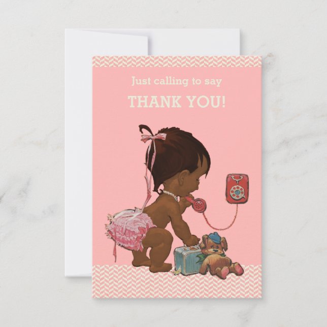 Etnisk Baby På Telefonen Baby Shower Tacksamhet Tack Kort (Framsida)
