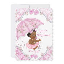 Etnisk Baby Shower Rosa Paraply Flickor Blommor