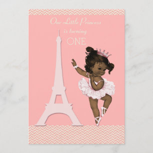 Etnisk Ballerina Eiffel Torn Chevron 1:a födelseda Inbjudningar