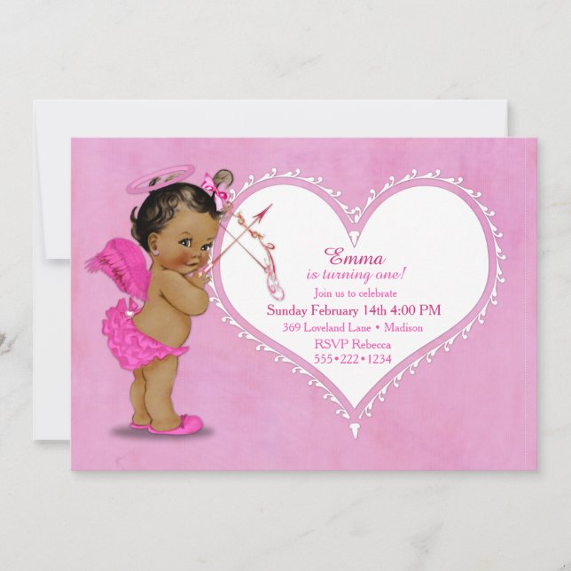 Etnisk Bebis Flickas Cupid Änglavingar Gloria Het  Inbjudningar (Framsida)