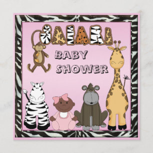 Etnisk bebisflicka & safari-djur baby shower inbjudningar