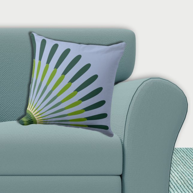 Etnisk blå och grön fjärdedels stjärnblomma kudde (Ethnic Blue and Green Quarter Star Flower Throw Pillow)