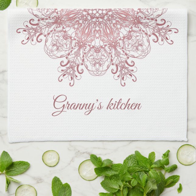 Etnisk blom- korallmandala. kökshandduk (Vikta)