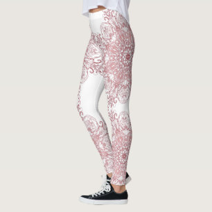 Etnisk blom- korallmandala. leggings
