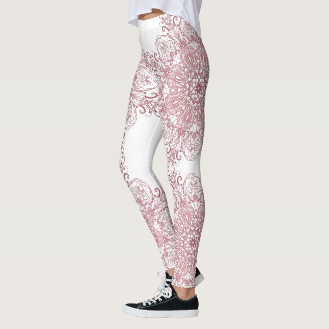 Etnisk blom- korallmandala. leggings (Vänster)