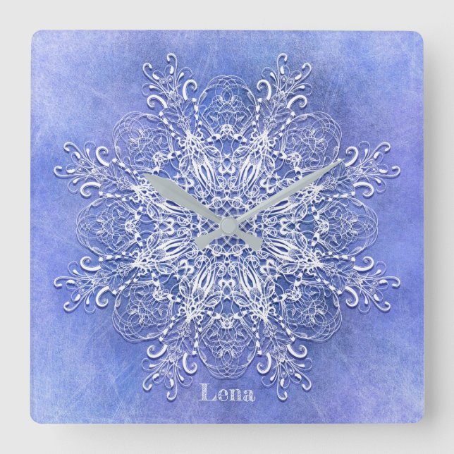 Etnisk blom- mandala. fyrkantig klocka (Framsida)