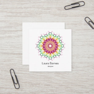 Etnisk blom- mandala. fyrkantigt visitkort