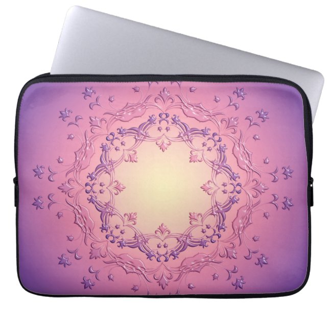 Etnisk blom- mandala. laptop fodral (Framsidan)