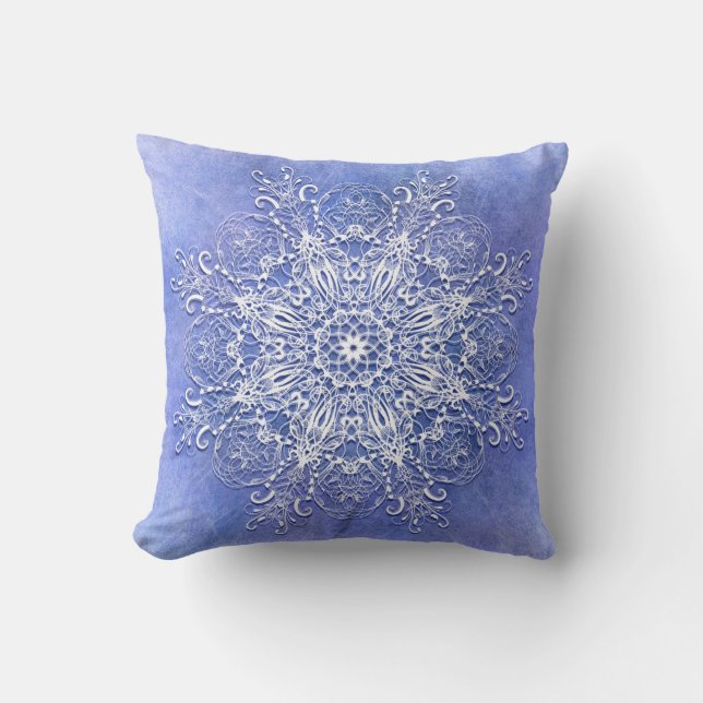 etnisk blom- mandala på grungebakgrund kudde (Framsida)