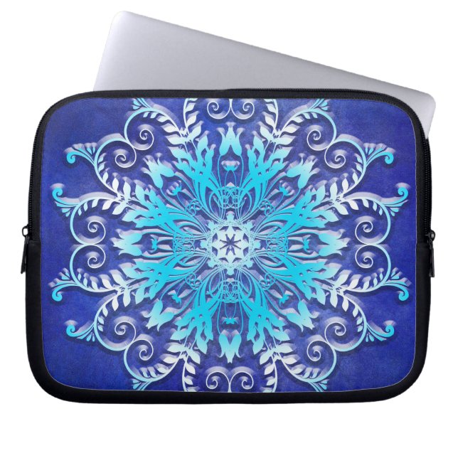 etnisk blom- mandala på grungebakgrund laptop sleeve (Framsidan)