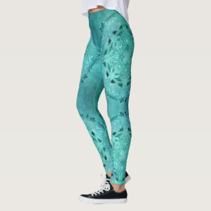 Etnisk blom- turkosgrungemandala leggings