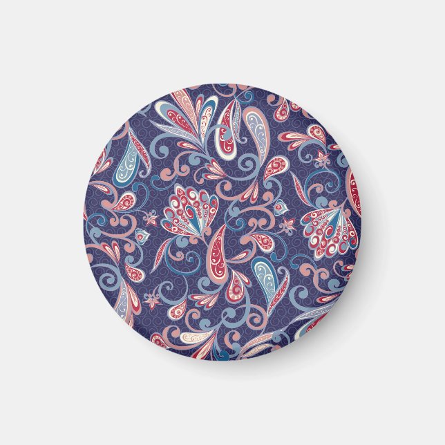 Etnisk Blommigt: Abstrakt Oriental Seamless. Magnet (Framsidan)