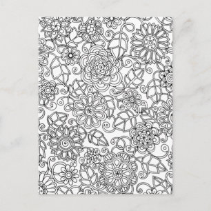 Etnisk Blommigt Doodle Vykort