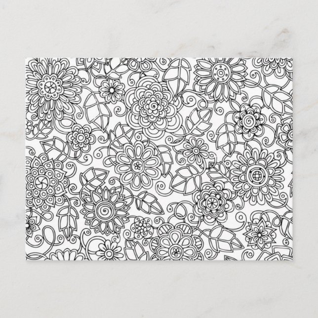 Etnisk Blommigt Doodle Vykort (Framsida)