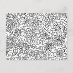 Etnisk Blommigt Doodle Vykort